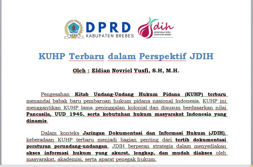 KUHP Terbaru dalam Perspektif JDIH