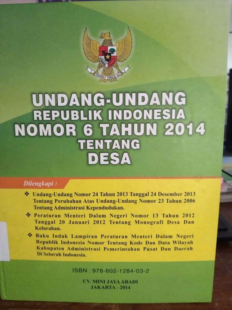 Undang-Undang Republik Indonesia Nomor 6 Tahun 2014 Tentang Desa