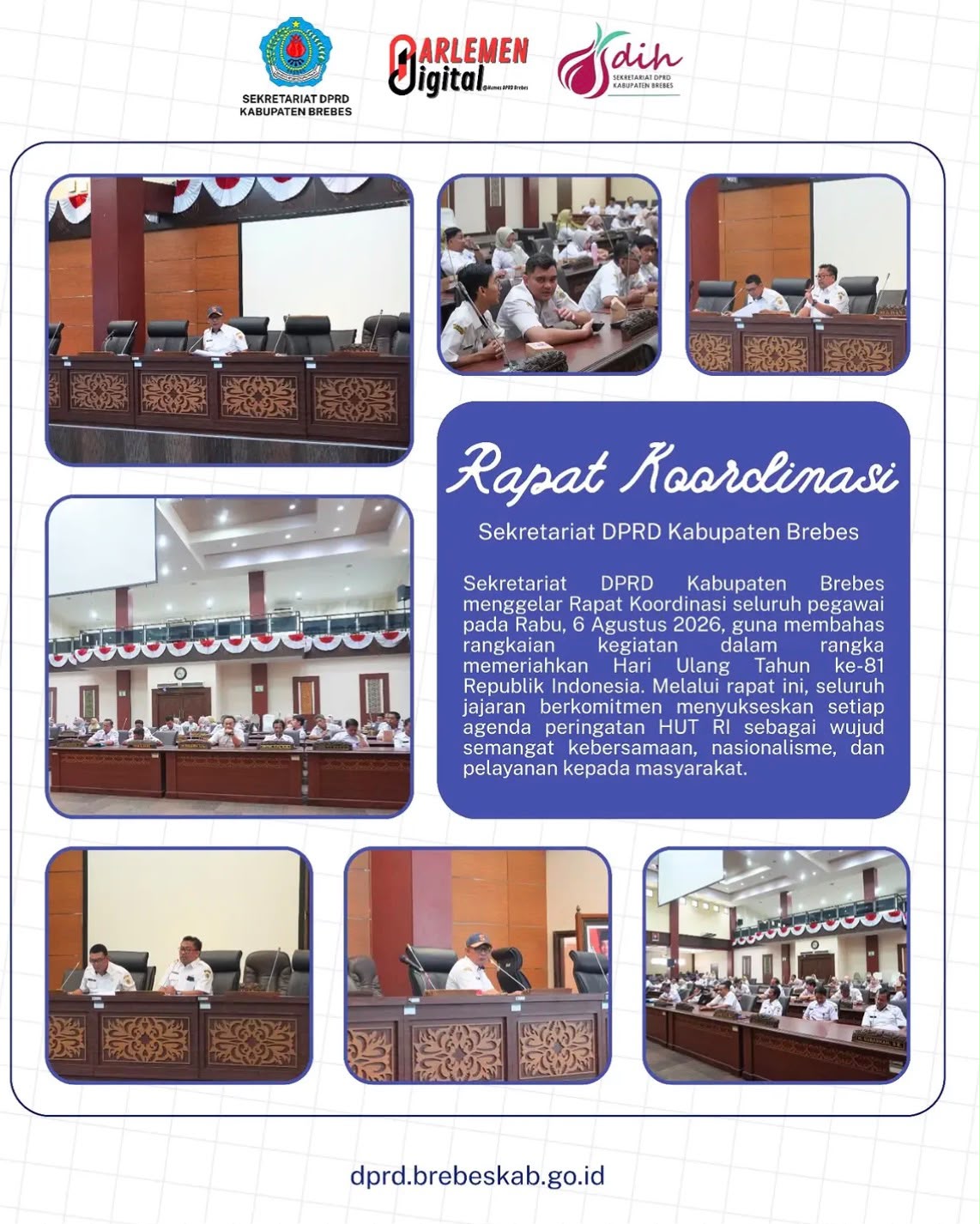 PERSIAPAN RANGKAIAN HUT RI KE-81, SEKRETARIAT DPRD KAB.BREBES GELAR RAKOR